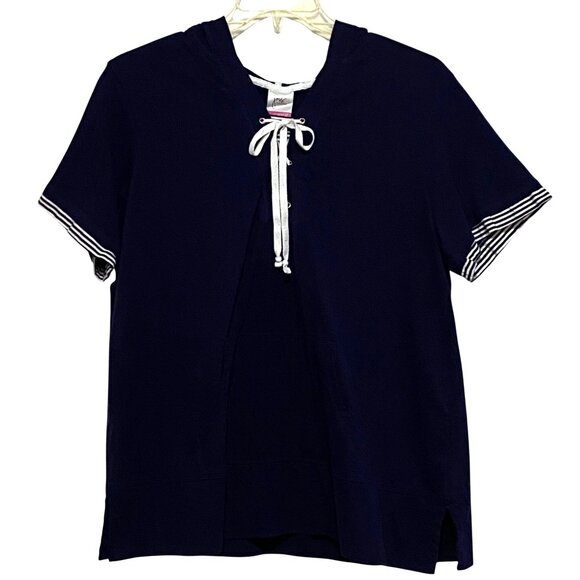 JMS Tops - JMS Womens Hoodie Sailor Womens Top 2X Navy Blue Nautical Coastal Preppy Boat